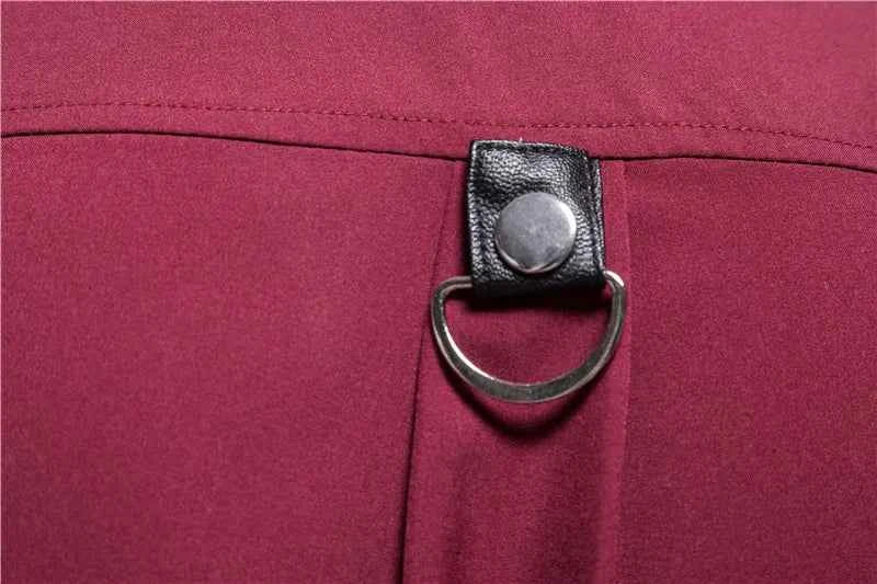 Mens Dress Shirts Short Sleeve Summer Goth Style Rivet Solid Color Social Shirt Homme Men Steampunk Slim Fit Chemise Streetwear