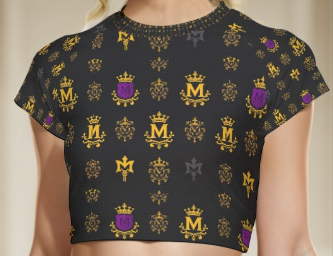 Munsieur Signature All-Over Print Women's Raglan Cropped T-shirt