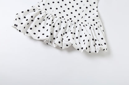Summer Women Sexy Polka Dot Print Ribbon Waist Tight Sheath Dress