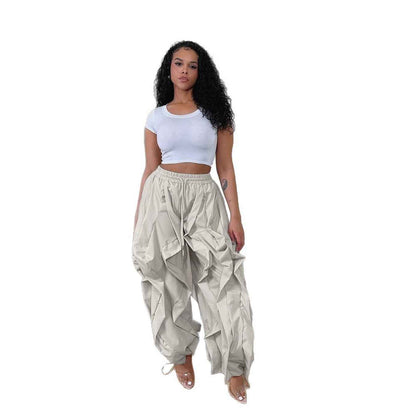 Elegant Office Workwear Stitching Lace Bloomers Banded Sweats Jeans