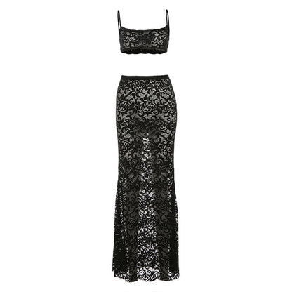 2pc Set Cutout Sling Top High Streetwear Skirt Set