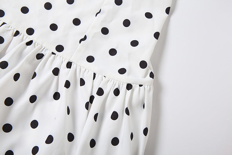 Summer Women Sexy Polka Dot Print Ribbon Waist Tight Sheath Dress