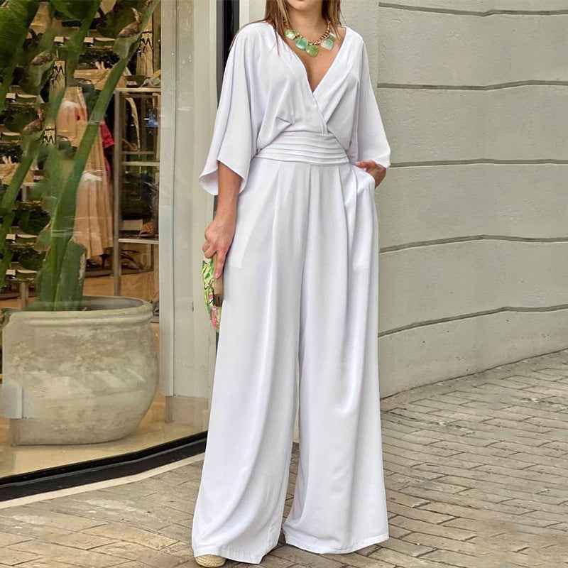 Casual V Neck Jumpsuit