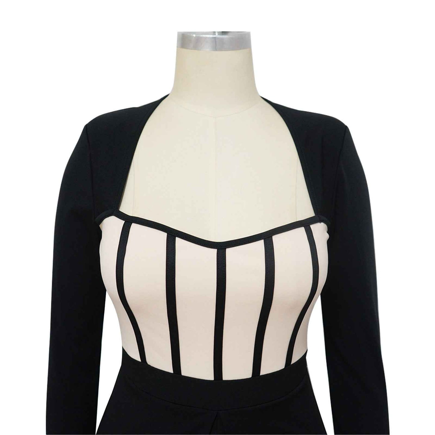 Sexy Waist Trimming Color Contrast Patchwork Jumpsuit