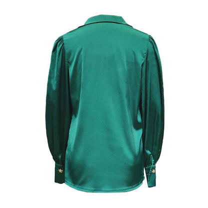 Lantern Sleeve Blouse Casual Loose Satin