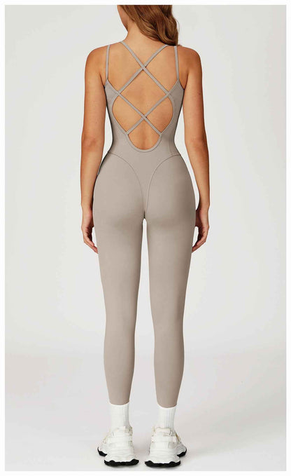 Nude Feel Jumpsuit Cross Back One Piece Slim Fit Yoga Wear
