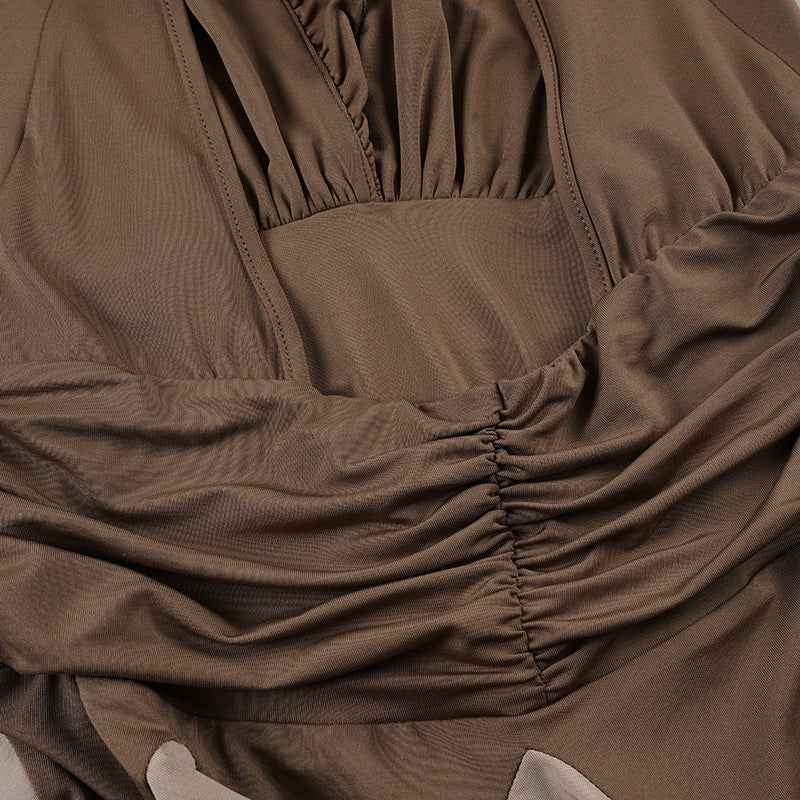 MUNSIEUR Backless Pleated Irregular Asymmetric Dress