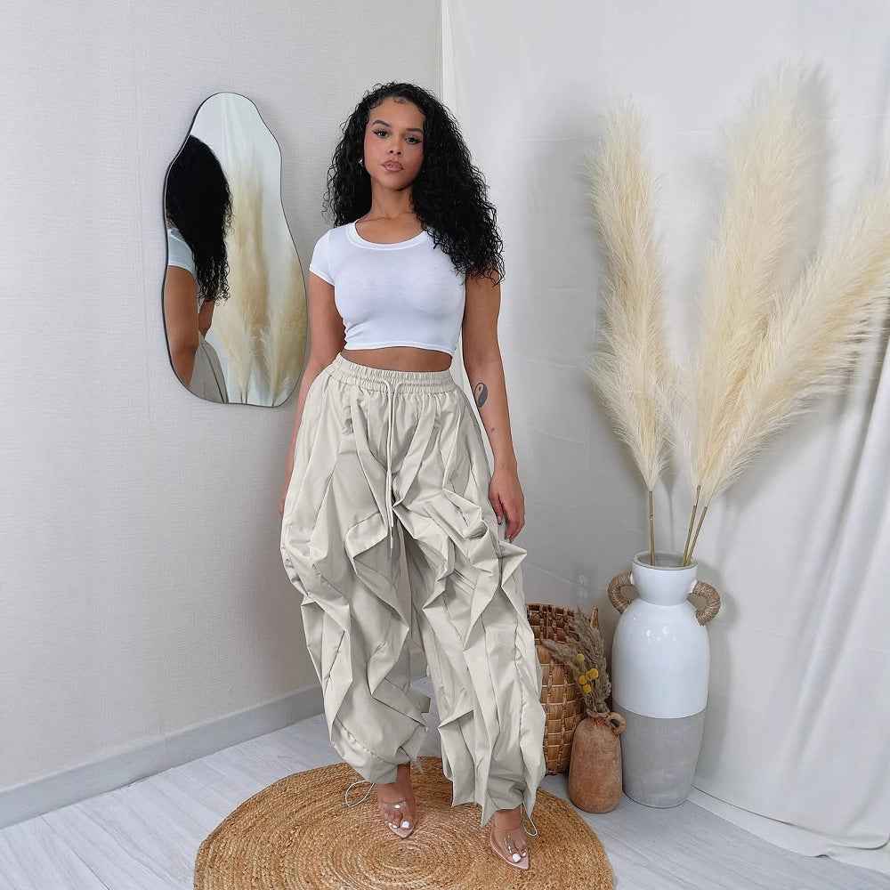 Elegant Office Workwear Stitching Lace Bloomers Banded Sweats Jeans