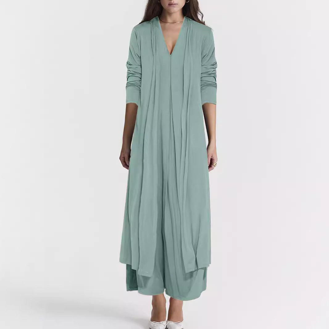 Women's Casual Solid Color And V-neck Cardigan Dress for Women
