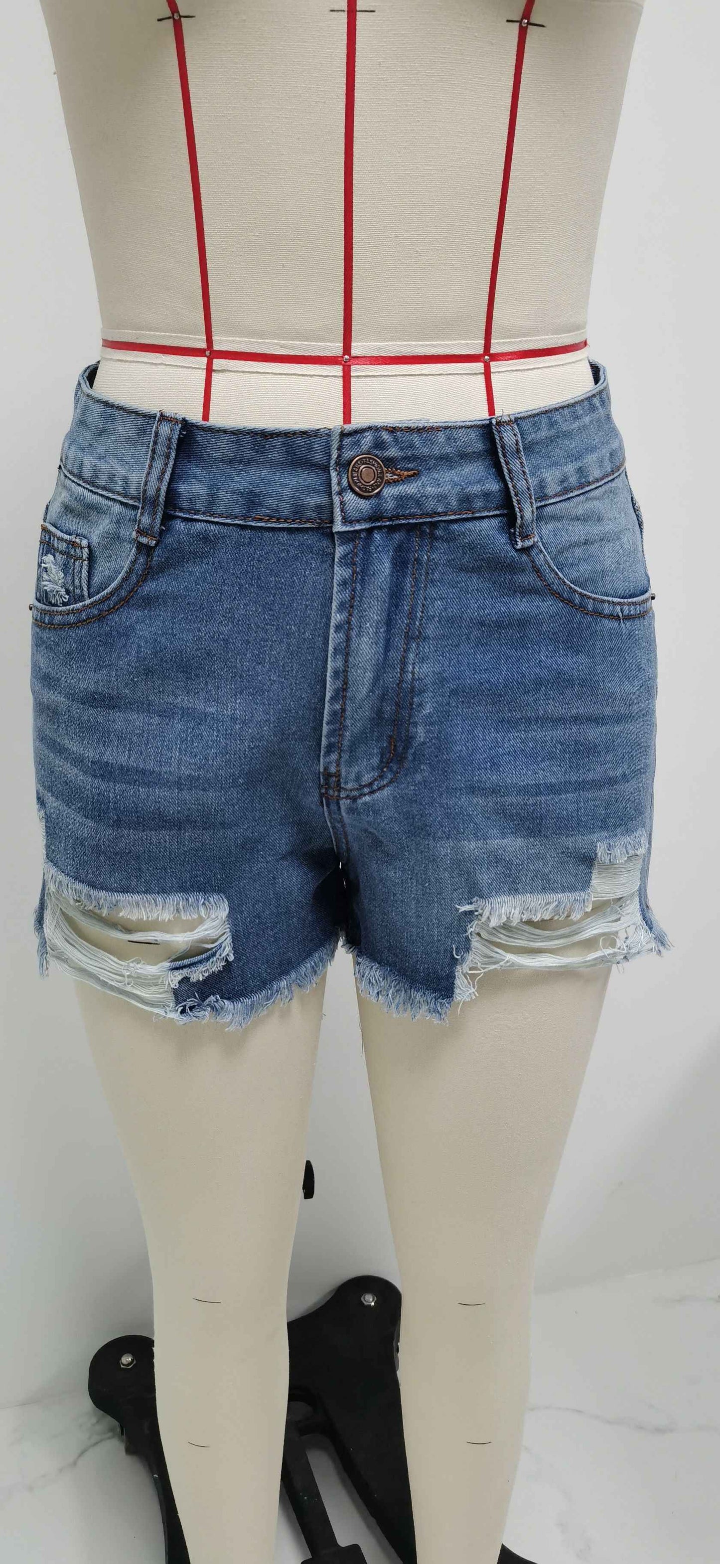 Ripped Denim Bottoms Handmade Worn Tassel