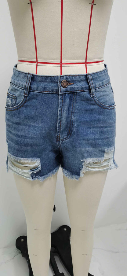 Ripped Denim Bottoms Handmade Worn Tassel