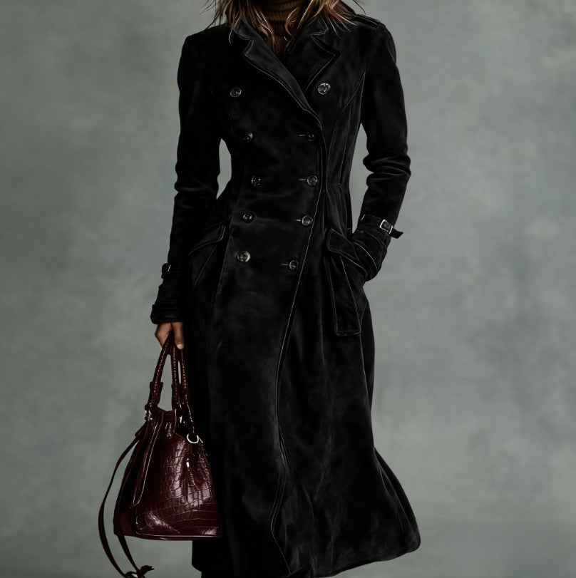 Women's Trench Western Style Suede Long Jacket