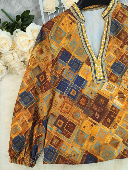 Loose Print Casual Blouse for Women