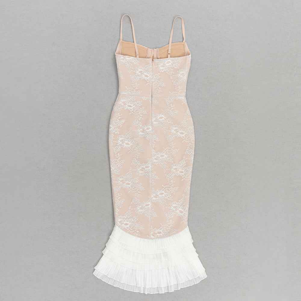 Bandage Dress Lace Ruffled Slit Sheath Fishtail MUNSIEUR