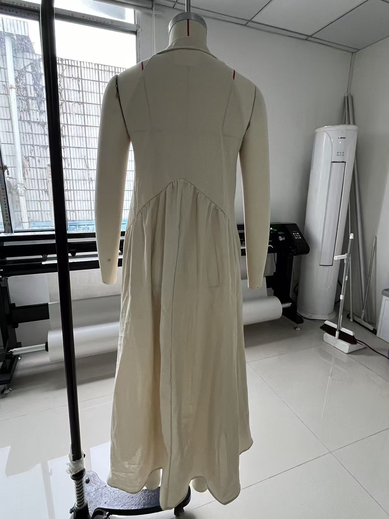 Summer Sleeveless Stand Collar Solid Color Maxi Vacation Dress MUNSIEUR