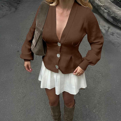 Elegant Button Long Sleeve Vest Sweater