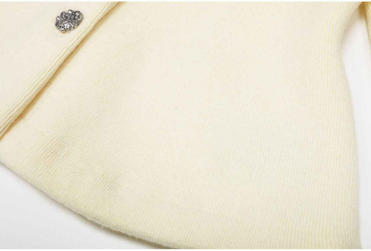Spring Autumn Rhinestone Knitted All Matching Women Cardigan Sweater