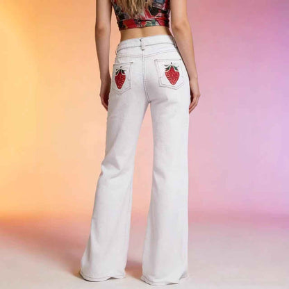 Straight cut Low Waist Loose Fitting Women's Jeans