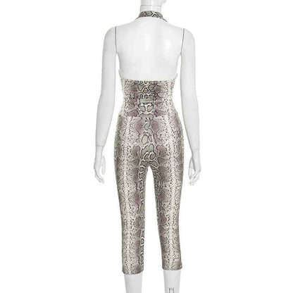 Snake Print Sling Slim Fit Jumpsuit