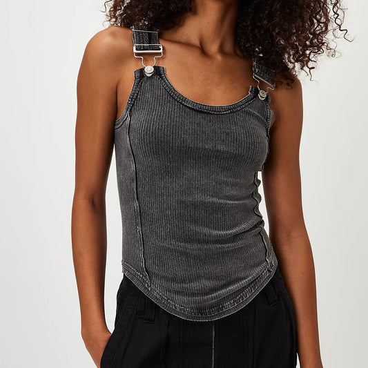 Slim Fit Adjustable Buckle Multi Color Spaghetti Strap Camisole Top T-shirt