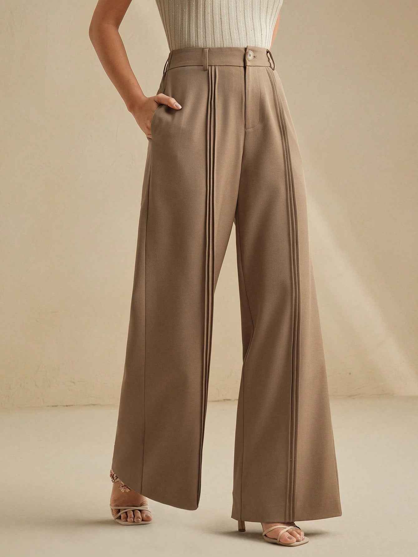 Solid Color Slim Fit Workwear Jeans for Women