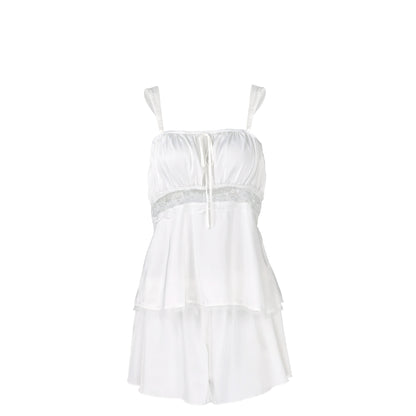 Summer Lace Strap Sleepwear Pajamas Two Piece Set