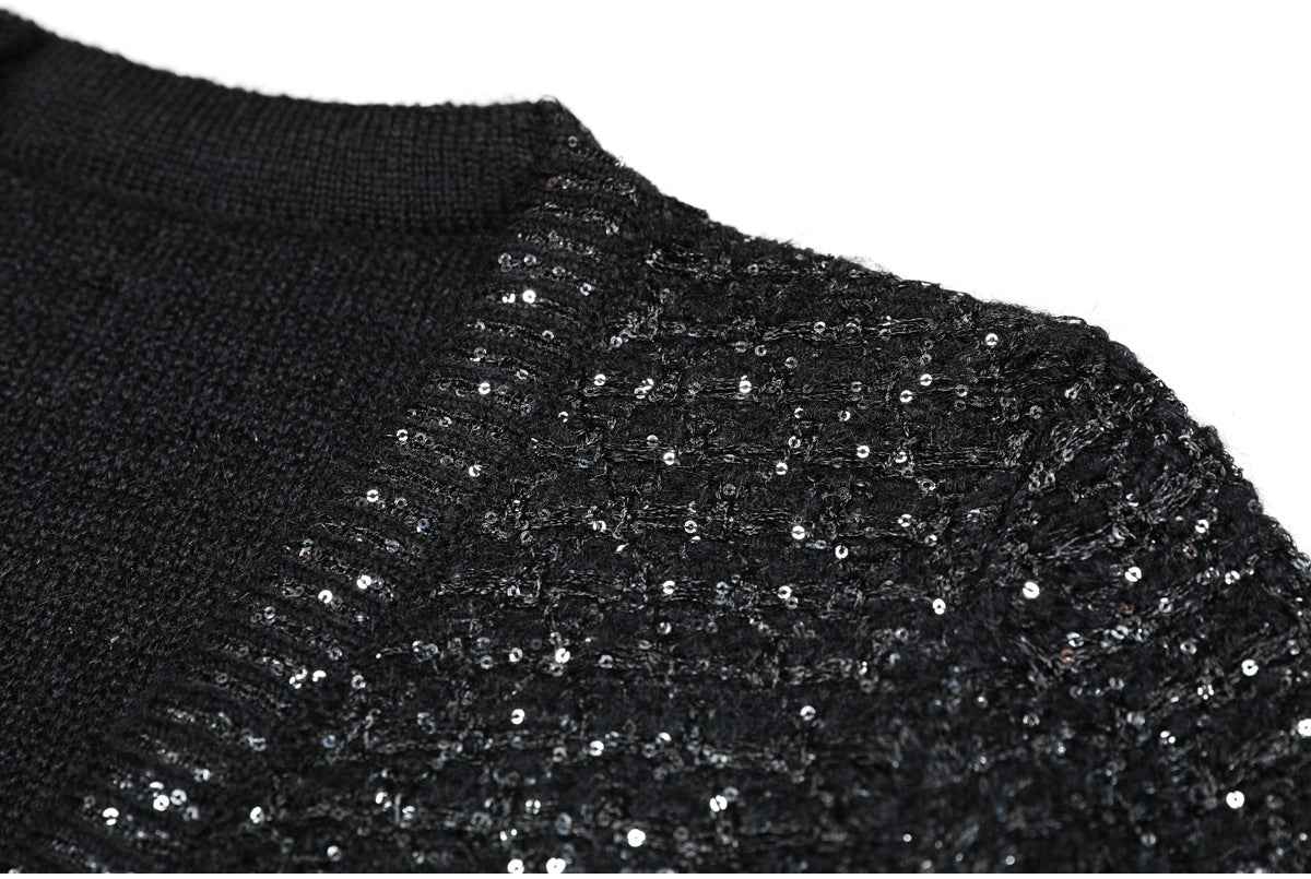 High Quality Sequined Knit Long Sleeve Cardigan Sweater