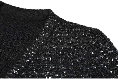 High Quality Sequined Knit Long Sleeve Cardigan Sweater