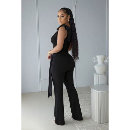 Women's Jumpsuit Bandage Pleated Set