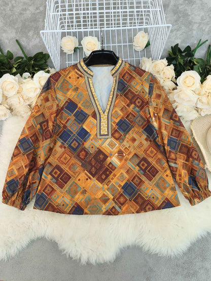 Loose Print Casual Blouse for Women