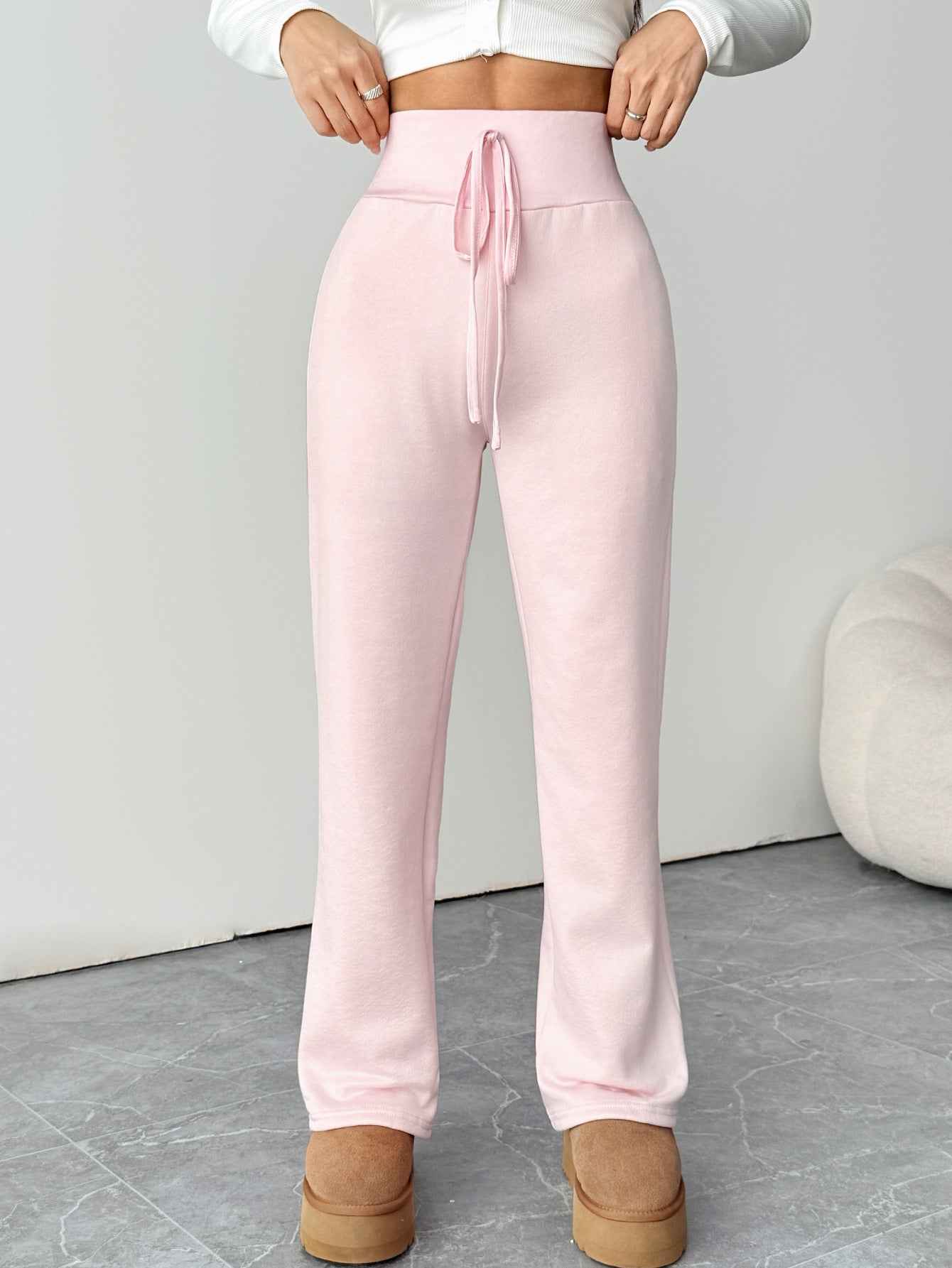 Warm Berber Fleece Pink Casual Leggings Sweats