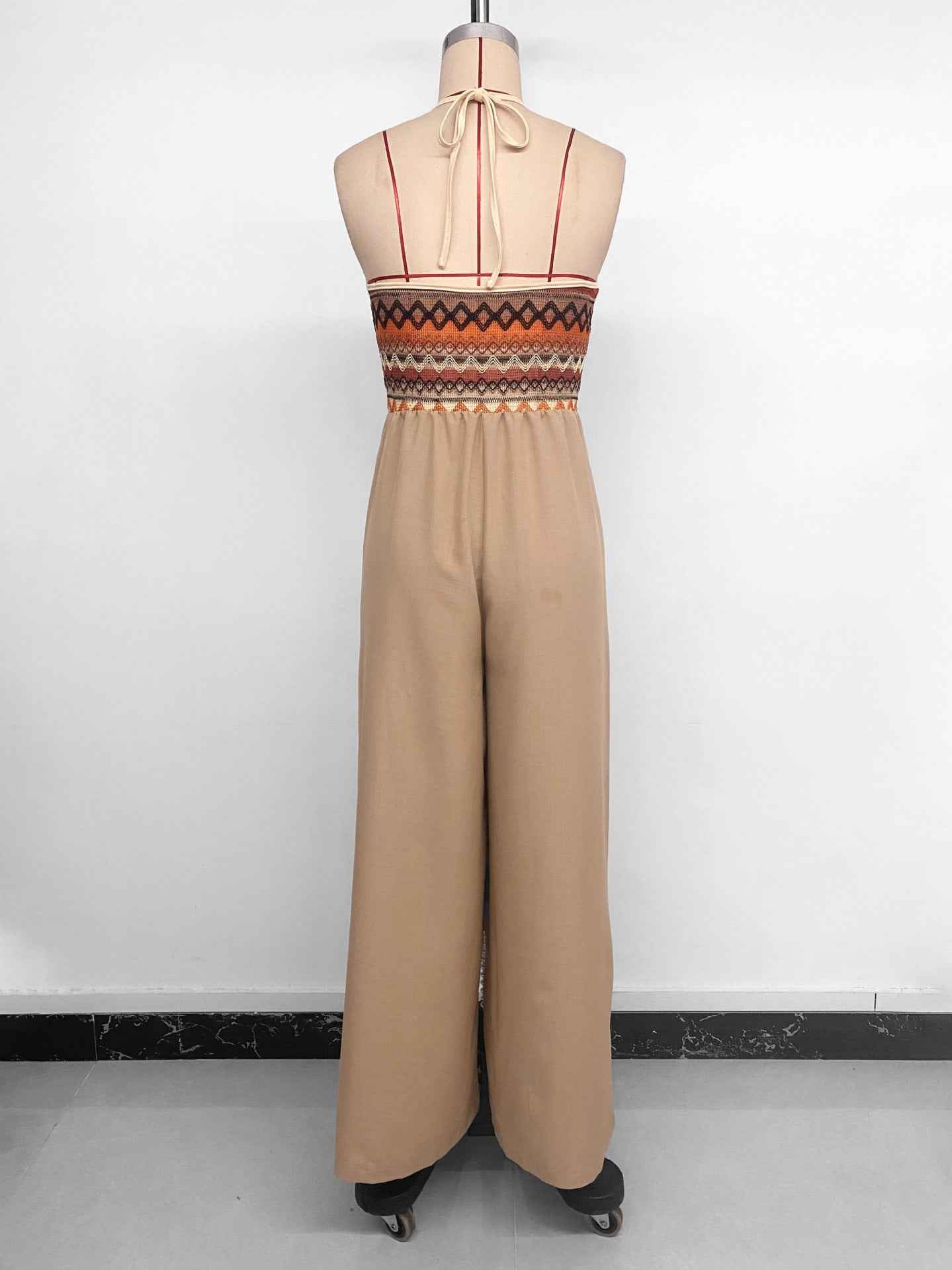 Retro Embroidery Stitched Jumpsuit