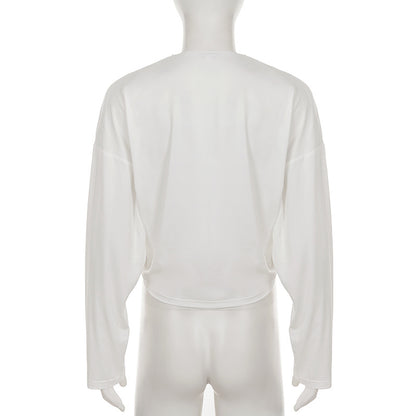 Batwing Sleeve Loose Casual Blouse Solid Color