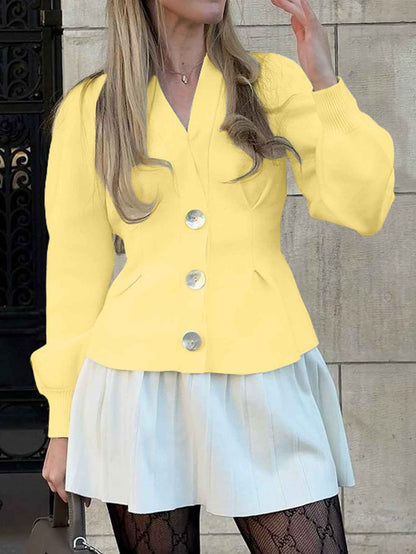 Elegant Button Long Sleeve Vest Sweater