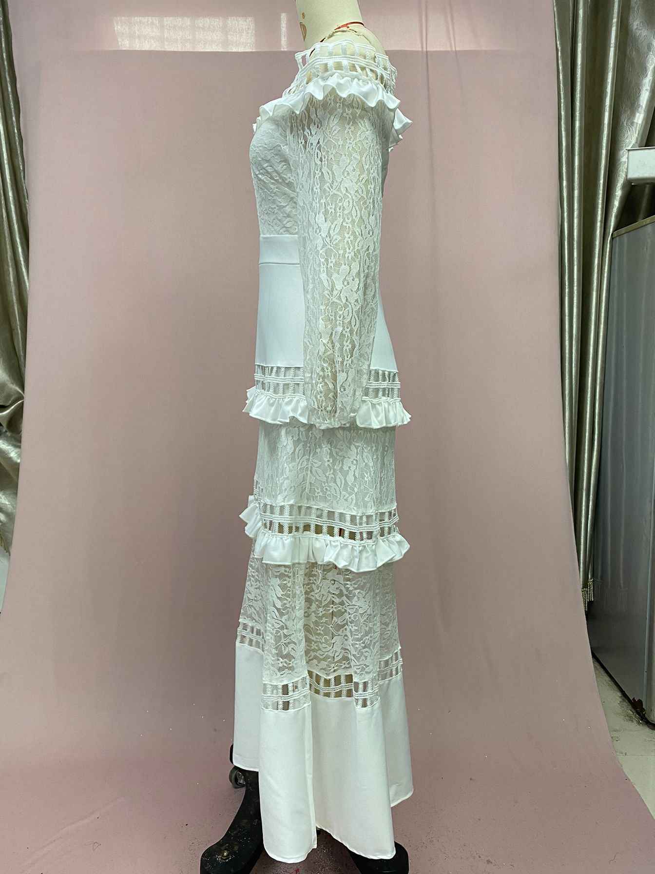 Lace Dress off Shoulder Lotus Leaf Wedding Party Cocktail Dress New Arrivals