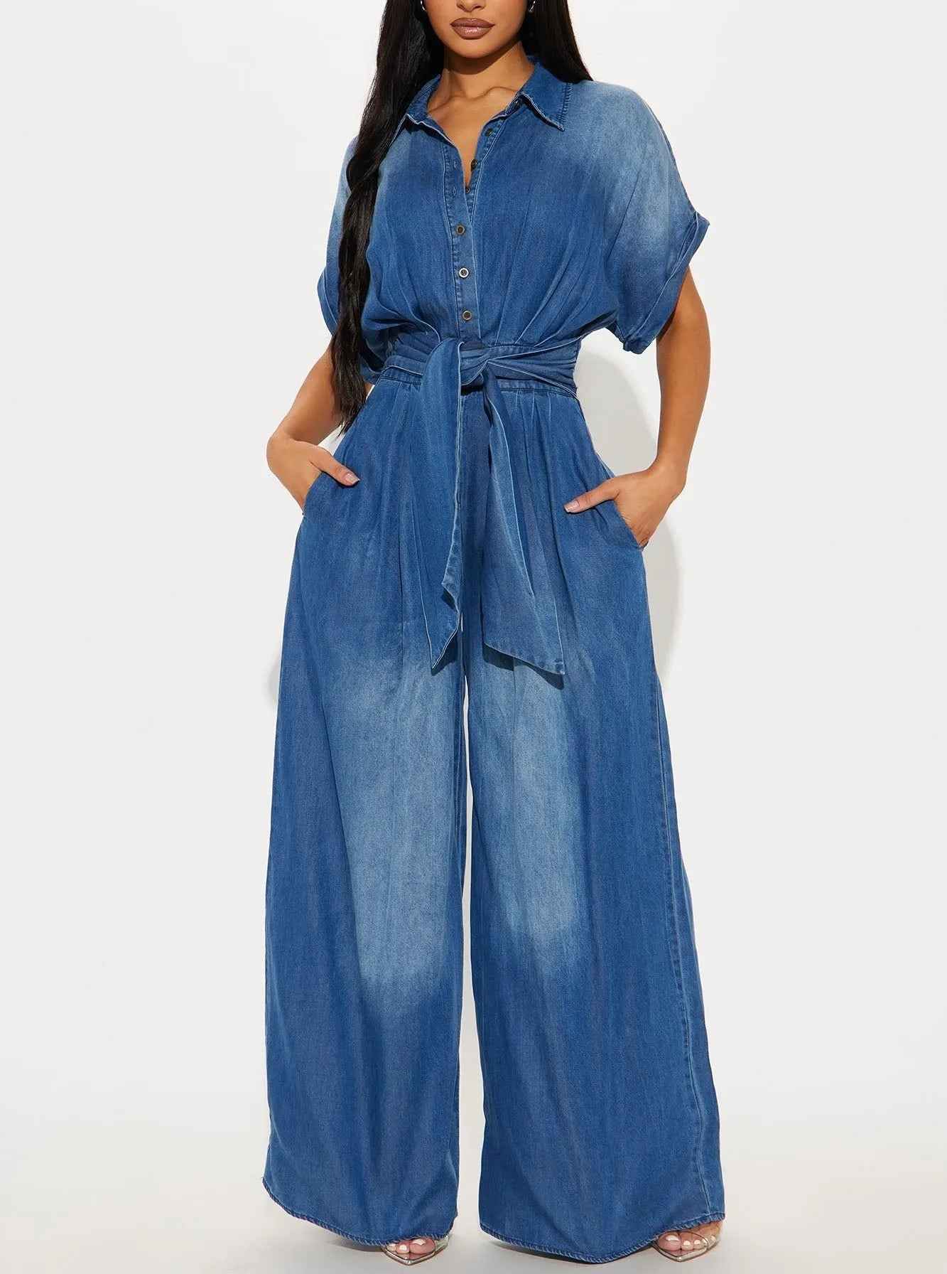 Summer Polo Collar Jumpsuit