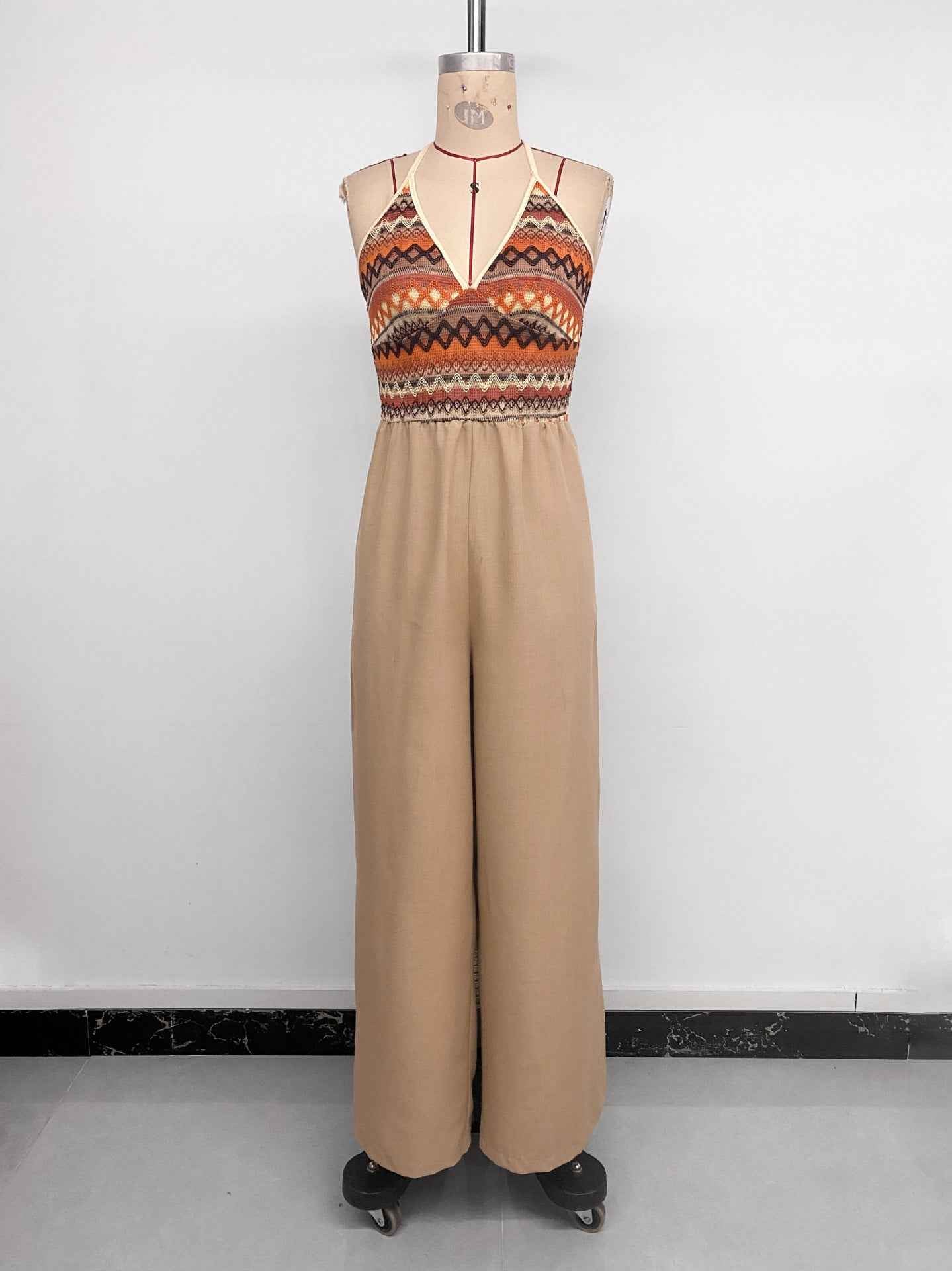 Retro Embroidery Stitched Jumpsuit