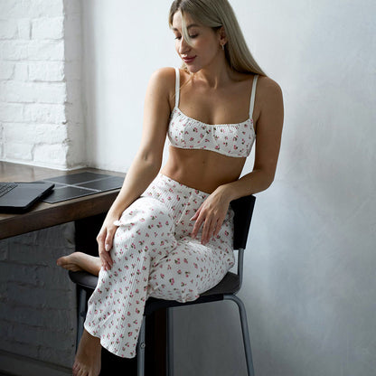 Elegant Cardigan Three Piece Pajamas Set Sleepwear for Women
