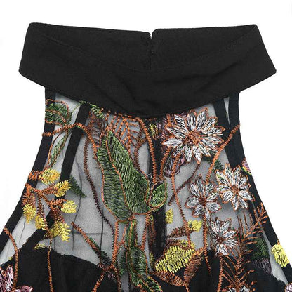 Summer Sleeveless See through Halter Lace Jumpsuit Embroidered Stitching Pleated