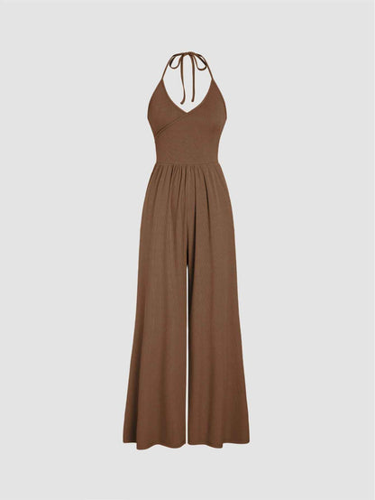 Drape Knit Lace up Halterneck Jumpsuit