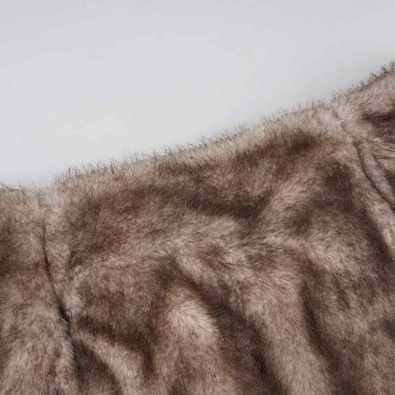 Pleated Low Waist Sexy Fur Sheath Skirt