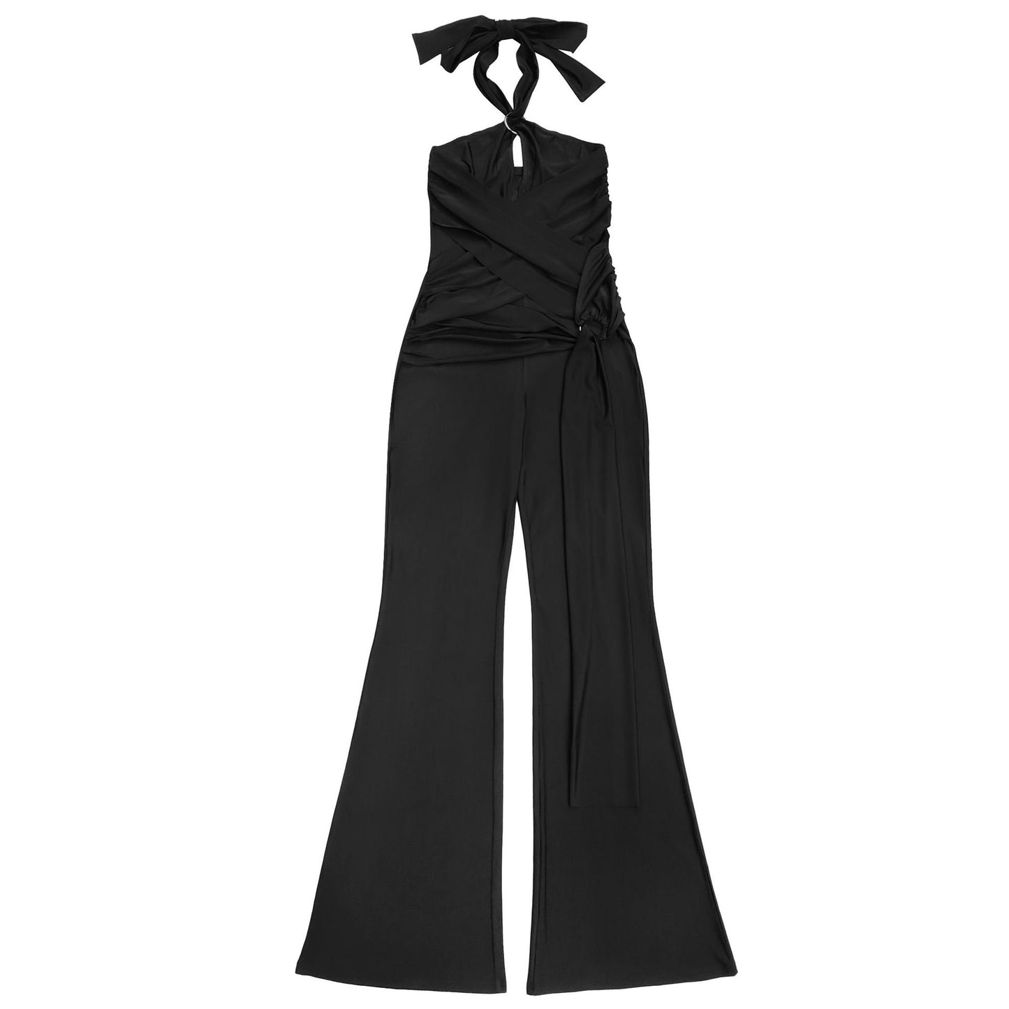 Solid Color Elegant Halter Jumpsuit