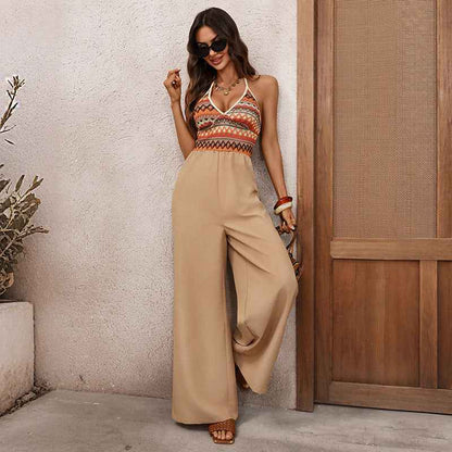 Retro Embroidery Stitched Jumpsuit