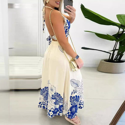 Women's 2pc Set Tropical Printing Casual Women's Blouse + Skirt Set