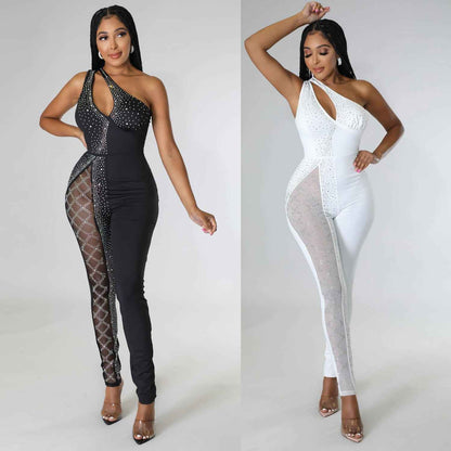 Sexy Slim Drilling One Piece Nightclub Uniform Jumpsuit