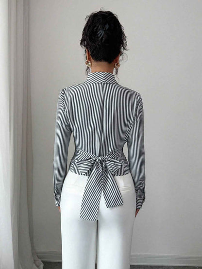 Irregular Asymmetric Metal Special Shaped Button Blouse