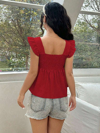 Ruffled Flounced Sleeve Blouse