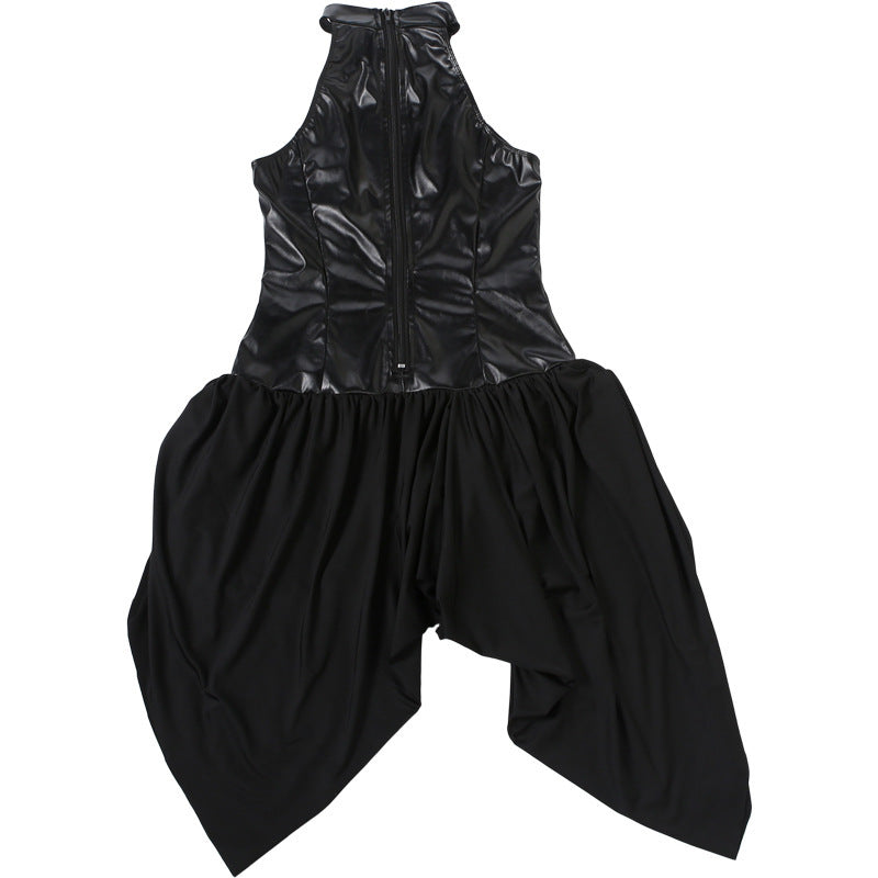 MUNSIEUR Autumn Faux Leather Sleeveless Dress New Arrivals