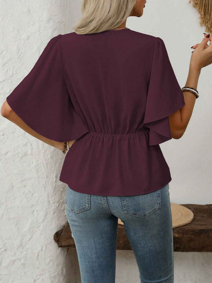 Elegant Solid Color Blouse