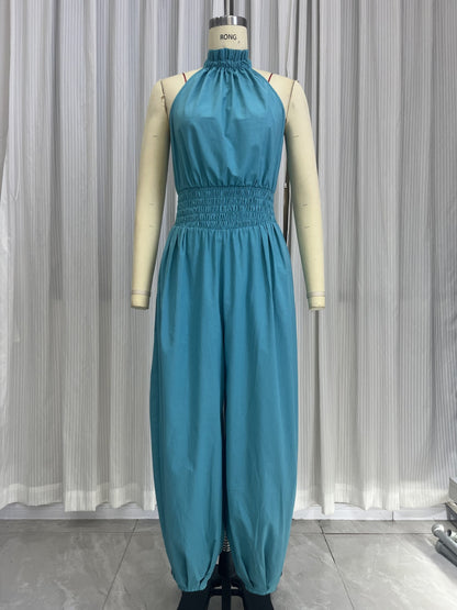 MUNSIEUR Autumn Casual Sleeveless Halter Bloomer Jumpsuit New Arrivals